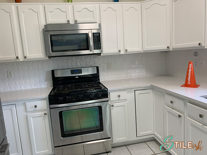 3D backsplash mosaics white