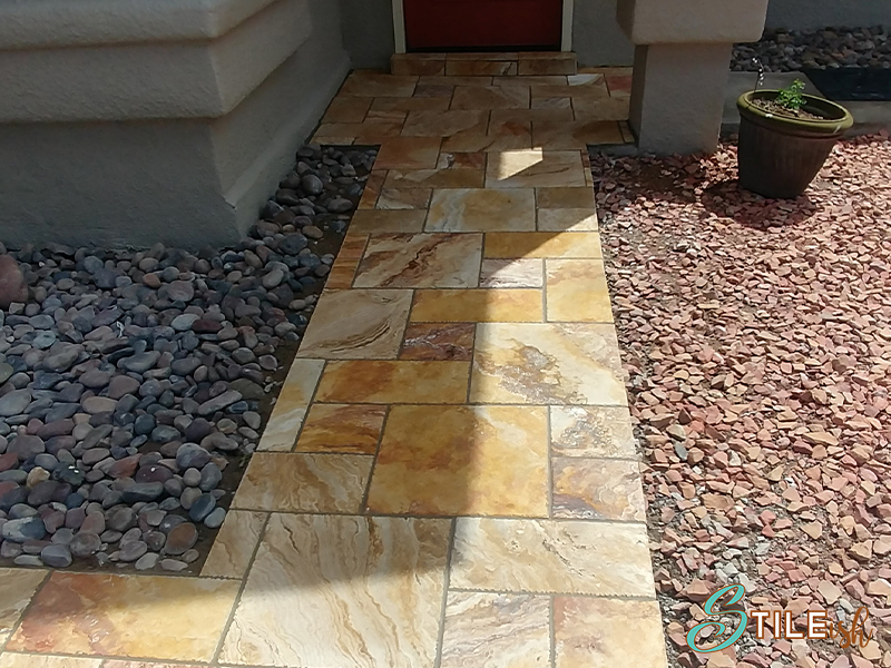travertine versaille pattern front porch stileish