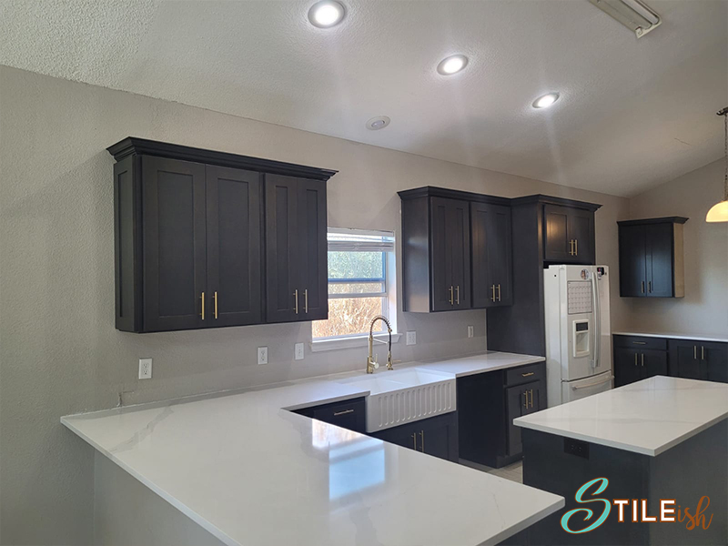 c. kitchen cabinet and quartz